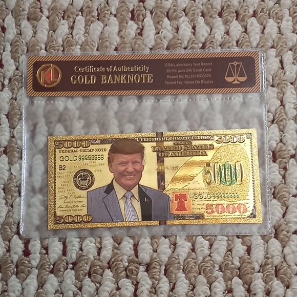 Donald Trump Other - Donald Trump Gold Banknote COA Novelty